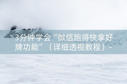 3分钟学会“微信跑得快拿好牌功能”（详细透视教程）-哔哩哔哩
