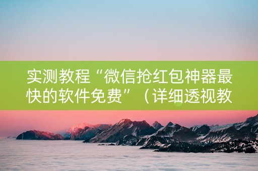 实测教程“微信抢红包神器最快的软件免费”（详细透视教程）-哔哩哔哩