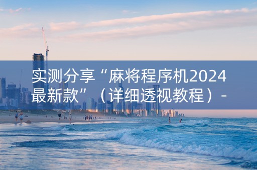 实测分享“麻将程序机2024最新款”（详细透视教程）-哔哩哔哩
