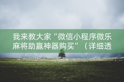 我来教大家“微信小程序微乐麻将助赢神器购买”（详细透视教程）-哔哩哔哩