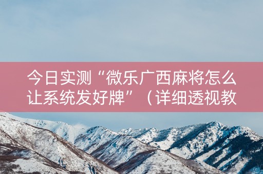 今日实测“微乐广西麻将怎么让系统发好牌”（详细透视教程）-哔哩哔哩