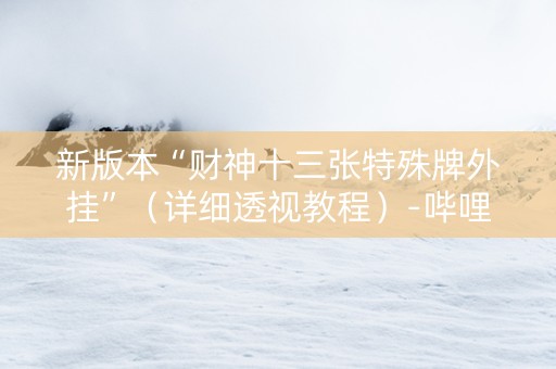 新版本“财神十三张特殊牌外挂”（详细透视教程）-哔哩哔哩