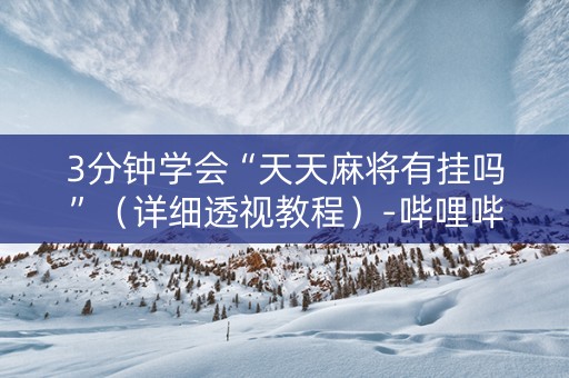 3分钟学会“天天麻将有挂吗”（详细透视教程）-哔哩哔哩