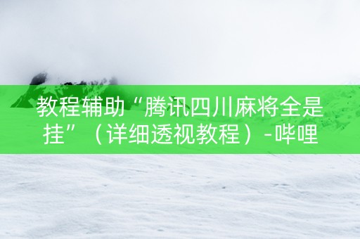 教程辅助“腾讯四川麻将全是挂”（详细透视教程）-哔哩哔哩