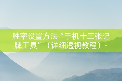 胜率设置方法“手机十三张记牌工具”（详细透视教程）-哔哩哔哩