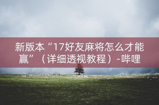 新版本“17好友麻将怎么才能赢”（详细透视教程）-哔哩哔哩