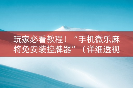 玩家必看教程！“手机微乐麻将免安装控牌器”（详细透视教程）-哔哩哔哩