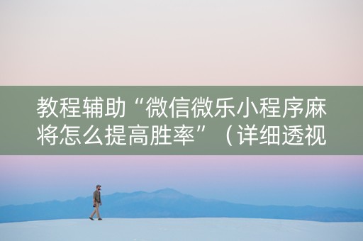 教程辅助“微信微乐小程序麻将怎么提高胜率”（详细透视教程）-哔哩哔哩
