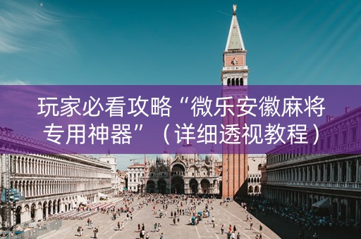 玩家必看攻略“微乐安徽麻将专用神器”（详细透视教程）-哔哩哔哩