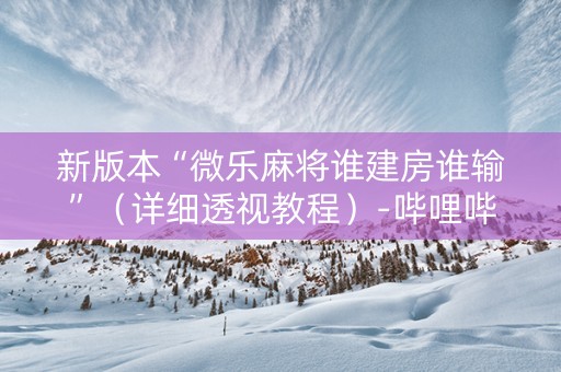 新版本“微乐麻将谁建房谁输”（详细透视教程）-哔哩哔哩