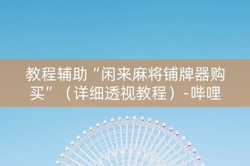 教程辅助“闲来麻将铺牌器购买”（详细透视教程）-哔哩哔哩