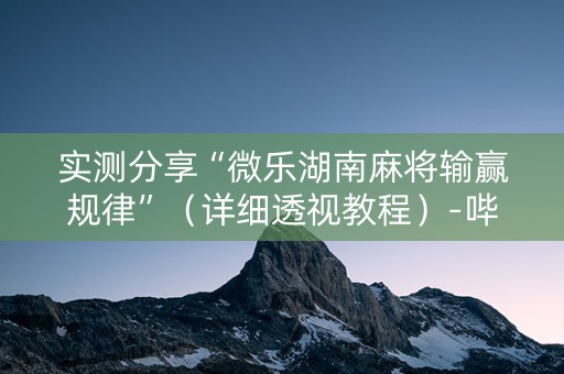 实测分享“微乐湖南麻将输赢规律”（详细透视教程）-哔哩哔哩