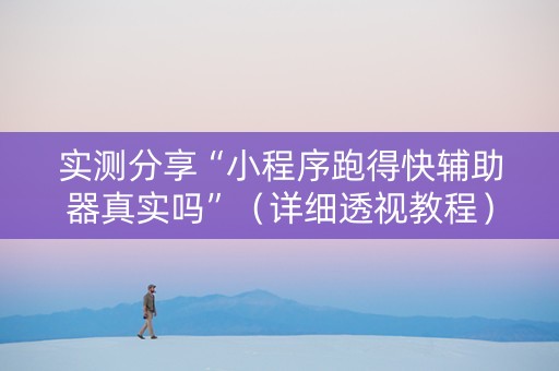 实测分享“小程序跑得快辅助器真实吗”（详细透视教程）-哔哩哔哩