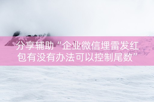 分享辅助“企业微信埋雷发红包有没有办法可以控制尾数”（详细透视教程）-哔哩哔哩