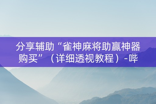 分享辅助“雀神麻将助赢神器购买”（详细透视教程）-哔哩哔哩