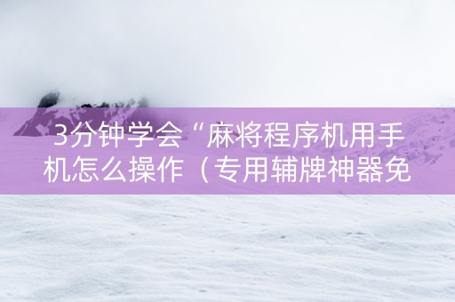 3分钟学会“麻将程序机用手机怎么操作（专用辅牌神器免安装）