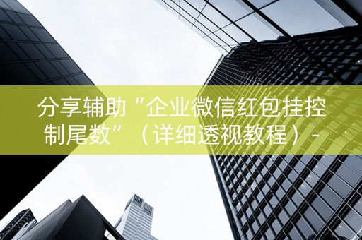 分享辅助“企业微信红包挂控制尾数”（详细透视教程）-哔哩哔哩