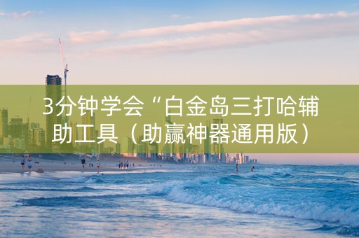 3分钟学会“白金岛三打哈辅助工具（助赢神器通用版）