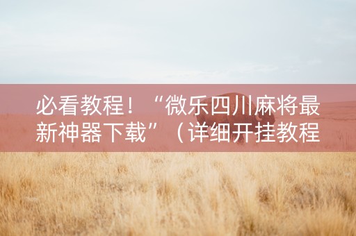 必看教程！“微乐四川麻将最新神器下载”（详细开挂教程）-哔哩哔哩