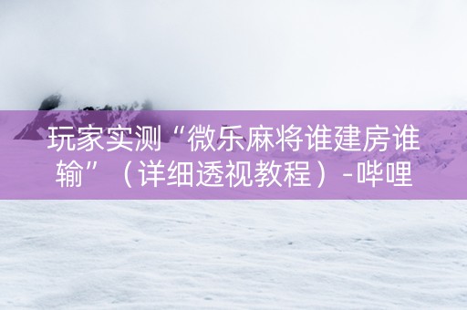玩家实测“微乐麻将谁建房谁输”（详细透视教程）-哔哩哔哩