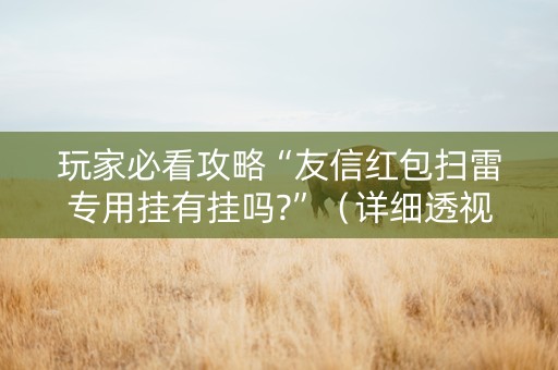 玩家必看攻略“友信红包扫雷专用挂有挂吗?”（详细透视教程）-哔哩哔哩