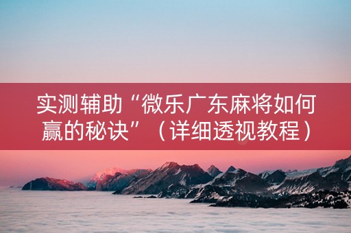 实测辅助“微乐广东麻将如何赢的秘诀”（详细透视教程）-哔哩哔哩