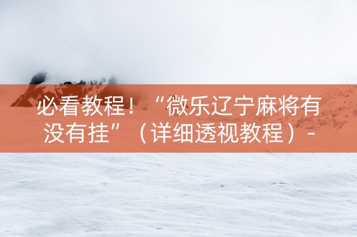 必看教程！“微乐辽宁麻将有没有挂”（详细透视教程）-哔哩哔哩