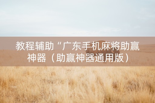 教程辅助“广东手机麻将助赢神器（助赢神器通用版）