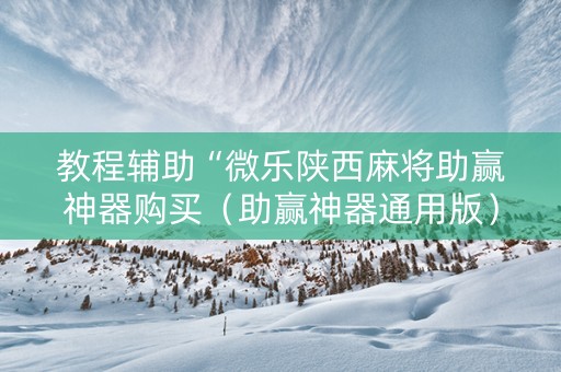 教程辅助“微乐陕西麻将助赢神器购买（助赢神器通用版）