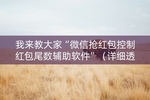 我来教大家“微信抢红包控制红包尾数辅助软件”（详细透视教程）-哔哩哔哩