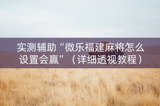 实测辅助“微乐福建麻将怎么设置会赢”（详细透视教程）-哔哩哔哩