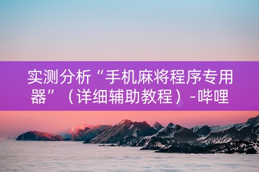 实测分析“手机麻将程序专用器”（详细辅助教程）-哔哩哔哩