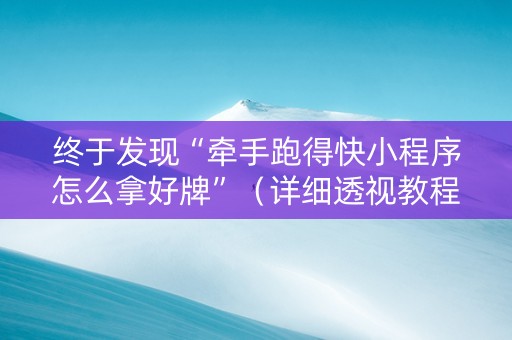 终于发现“牵手跑得快小程序怎么拿好牌”（详细透视教程）-哔哩哔哩