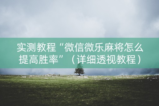 实测教程“微信微乐麻将怎么提高胜率”（详细透视教程）-哔哩哔哩