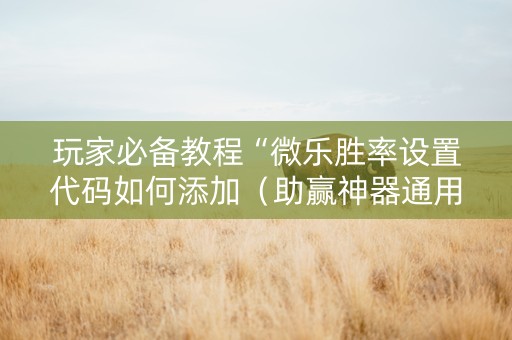 玩家必备教程“微乐胜率设置代码如何添加（助赢神器通用版）