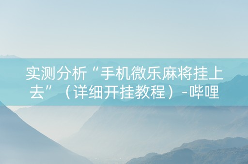 实测分析“手机微乐麻将挂上去”（详细开挂教程）-哔哩哔哩