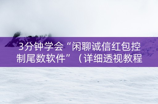 3分钟学会“闲聊诚信红包控制尾数软件”（详细透视教程）-哔哩哔哩