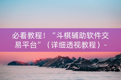 必看教程！“斗棋辅助软件交易平台”（详细透视教程）-哔哩哔哩