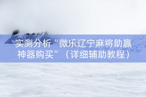 实测分析“微乐辽宁麻将助赢神器购买”（详细辅助教程）-哔哩哔哩