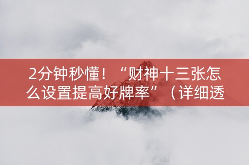 2分钟秒懂！“财神十三张怎么设置提高好牌率”（详细透视教程）-哔哩哔哩