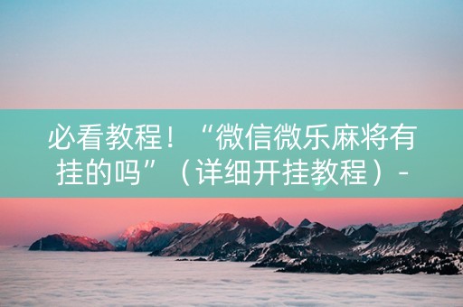 必看教程！“微信微乐麻将有挂的吗”（详细开挂教程）-哔哩哔哩
