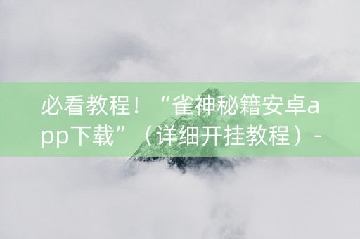 必看教程！“雀神秘籍安卓app下载”（详细开挂教程）-哔哩哔哩