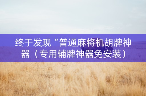 终于发现“普通麻将机胡牌神器（专用辅牌神器免安装）