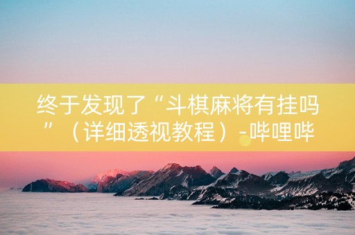 终于发现了“斗棋麻将有挂吗”（详细透视教程）-哔哩哔哩