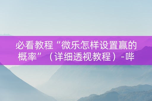 必看教程“微乐怎样设置赢的概率”（详细透视教程）-哔哩哔哩