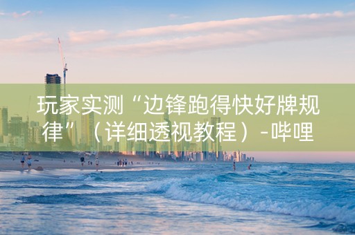 玩家实测“边锋跑得快好牌规律”（详细透视教程）-哔哩哔哩
