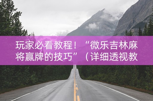 玩家必看教程！“微乐吉林麻将赢牌的技巧”（详细透视教程）-哔哩哔哩