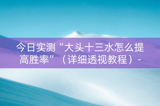 今日实测“大头十三水怎么提高胜率”（详细透视教程）-哔哩哔哩