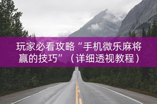 玩家必看攻略“手机微乐麻将赢的技巧”（详细透视教程）-哔哩哔哩