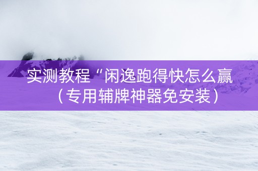 实测教程“闲逸跑得快怎么赢（专用辅牌神器免安装）